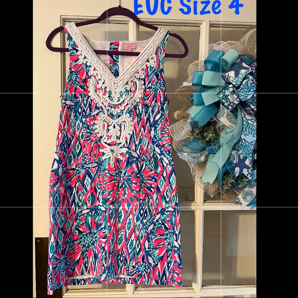 Lily Pulitzer tropical midi pink blue ready for vacation or party beach wedding